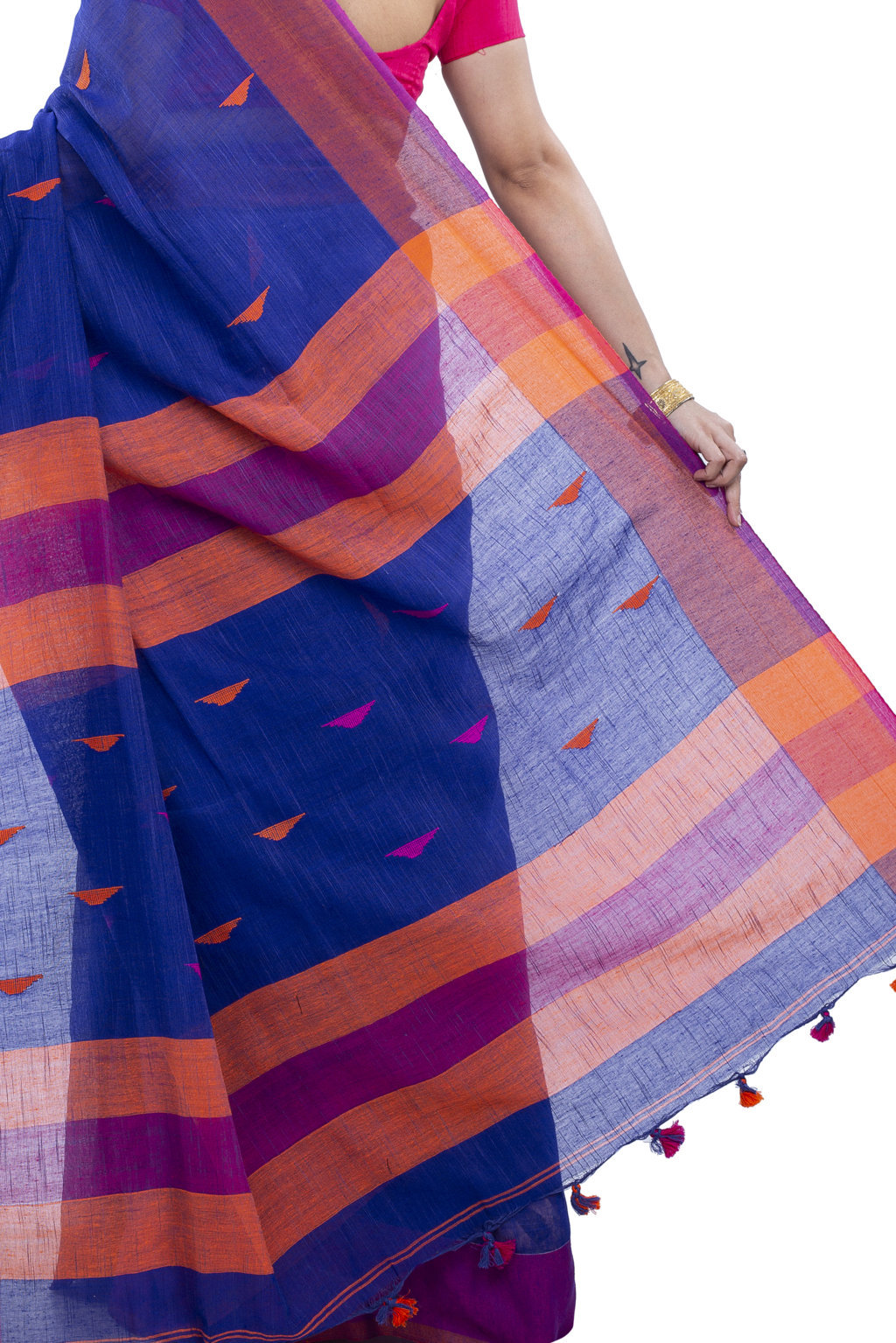 Blue Pure Cotton Clasic_Than Hand Loom Saree (803)